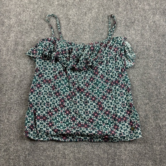 Roxy Tops - ROXY Women’s Green Floral Convertible strapless/tank top Blouse size: Medium